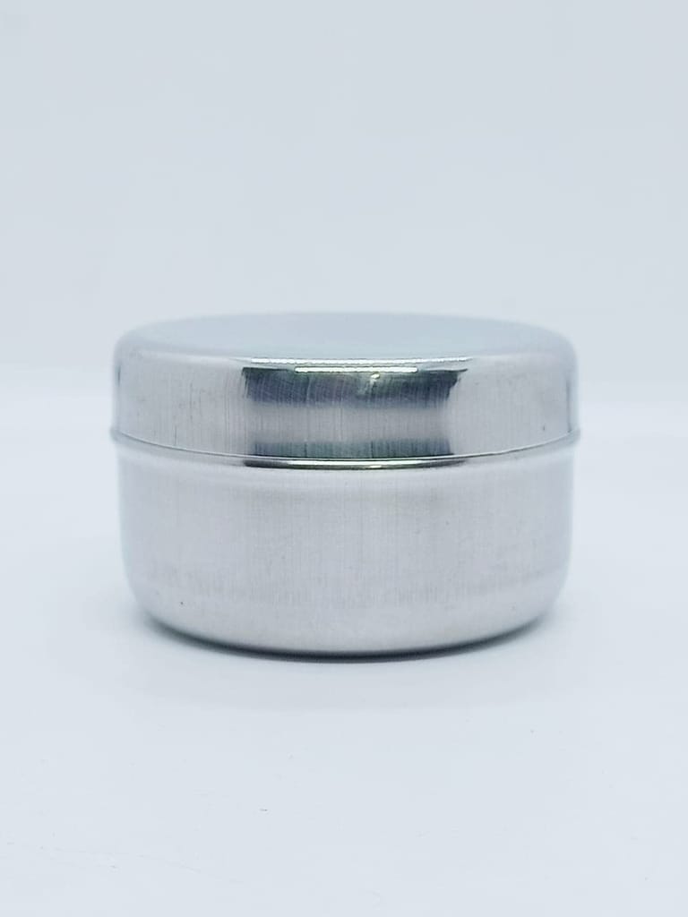 NURAT Stainless Steel Flat Steel Dabbi/Fridge Container 80 ml (Pack of 3)