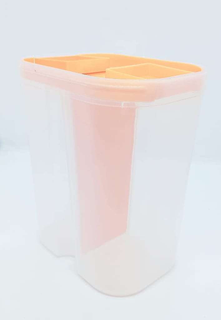 NURAT Storage Container 2 Sections Air Tight Transparent Lid Suitable for Kitchen,Cashew,Almond,Walnut Pistachio Dry Fruite (2000ml,in Multicolor)