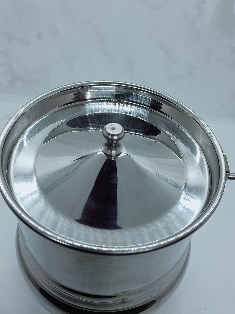 NURAT Stainless Steel Milk Can/Milk Barni /Milk Pot/Oil Can(with Lid) - Capacity 2 Litre miror Finish