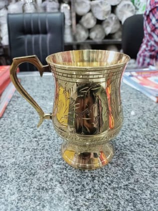NURAT Brass Mug - Golden, 480 ml