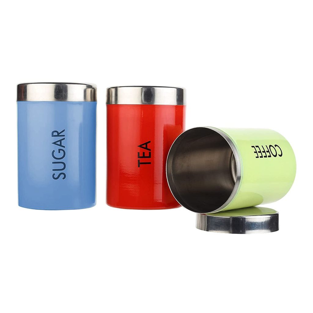 NURATStainless Steel Rainbow Tea Coffee Sugar Containers set of 3