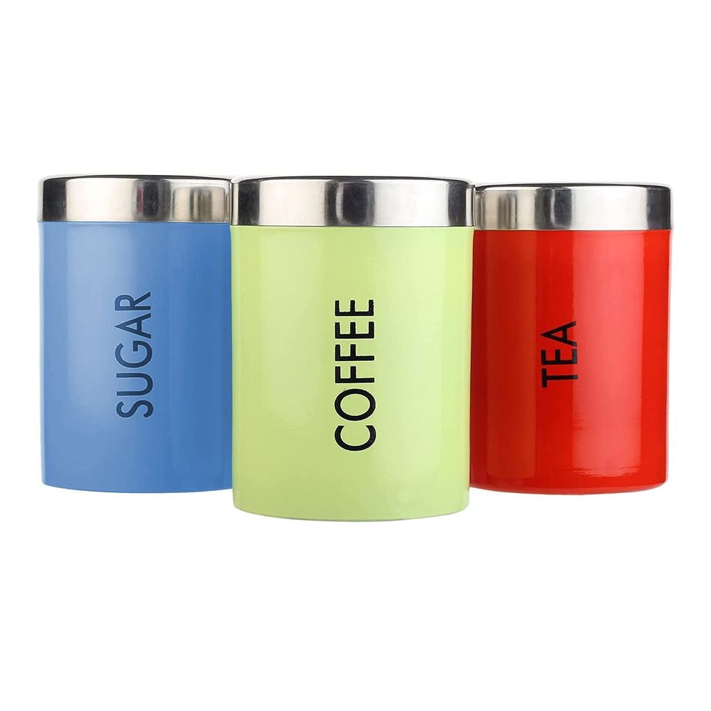 NURATStainless Steel Rainbow Tea Coffee Sugar Containers set of 3