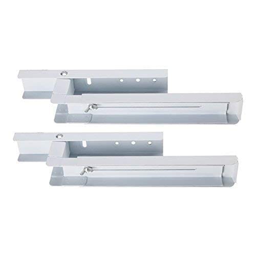 NURATSteel Strong and Heavy Universal Foldable Extendable Stretchable Shelf/Rack Wall Mount Bracket for Microwave Oven OTG Printer Speaker DVR Voltage Stabilizer (Standard, White) - Pack of 2