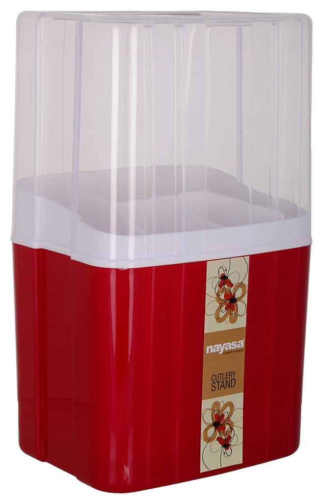 Nayasa Plastic Cutlery Stand, 1 Pieces, Red by Krishna Enterprises