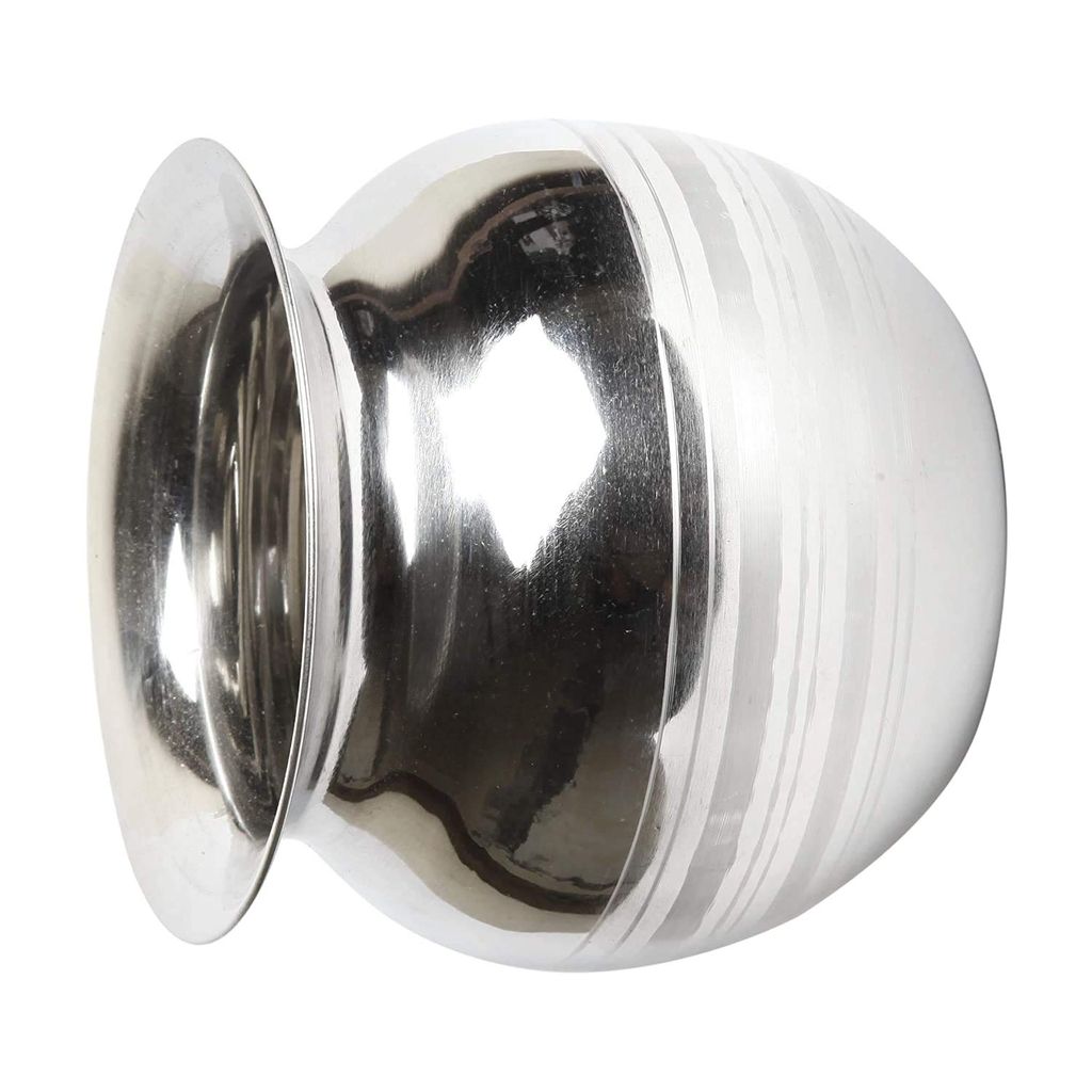 NURAT1000 ML/ 1 Liter (Pack of 1) Heavy Stainless Steel Water Storage Lota/Kalash/Chambu/Tumbler for Pooja/Pongal/Sankranti Puja/Wedding/Marriage/Karvachauth, Big Size (Metallic Silver)