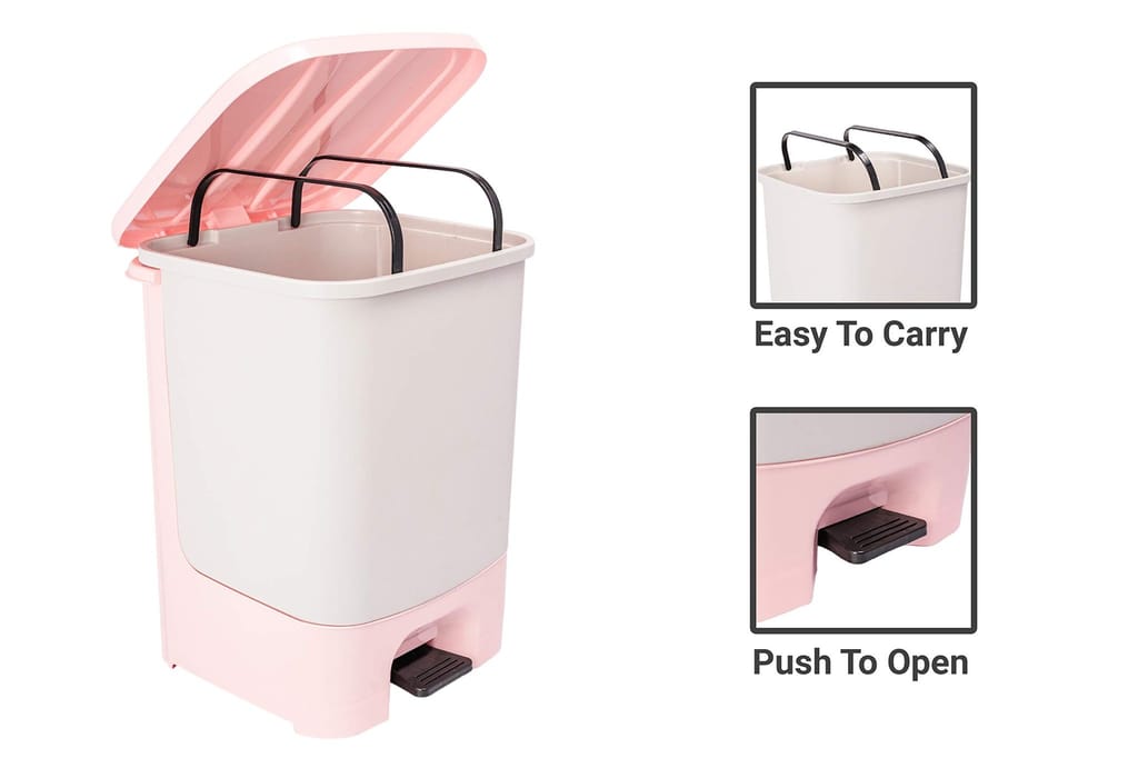 NURAT18 L Modern Step On Dustbin With Lid For Kitchen(Light Blue)