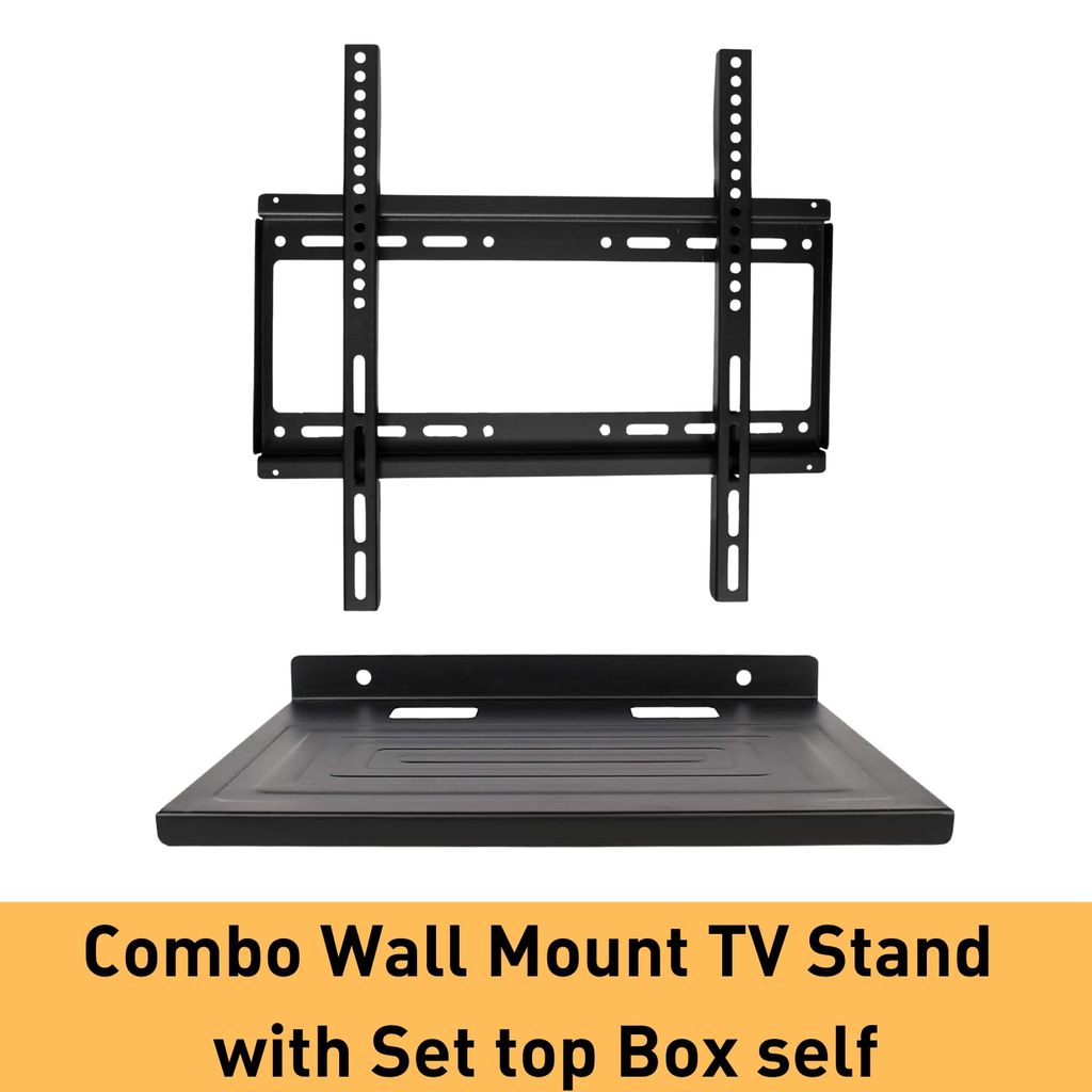 NURATCombo TV Stand Hanger Holder Universal Fixed TV Wall Stand with Set Top Box Self