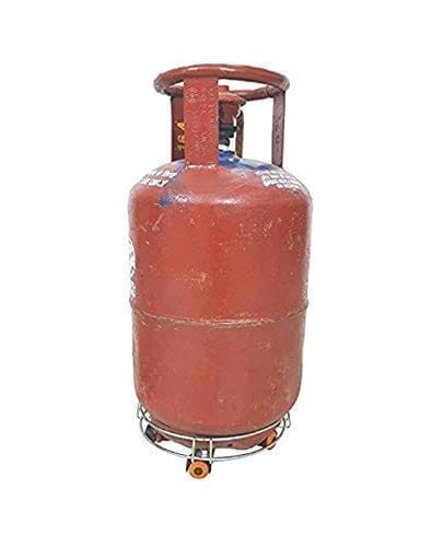 NURATStainless Steel Gas Trolly/LPG Gas Cylinder Stand Trolley with Wheels (Silver) | Gas Cylinder Trolley with 4 Wheels