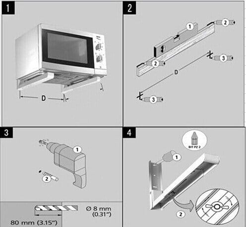 NURAT Universal Microwave Oven Wall Mount Stand/Bracket Wall Mount with Min to Max Length Adjustable Mechanism