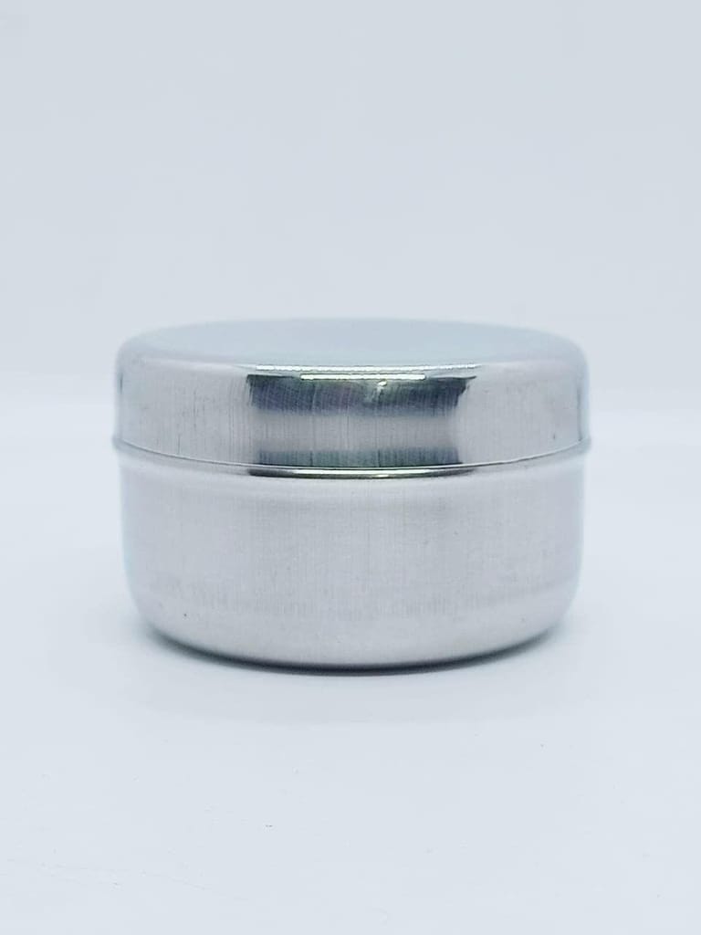 NURAT Stainless Steel Flat Steel Dabbi/Fridge Container 50 ml (Pack of 6)