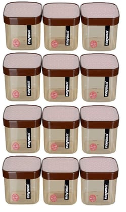 Nayasa Superplast Plastic Fusion Air Tight Containers 750ml, Set of 12, Brown by Krishna Enterprises