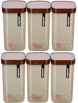 Nayasa Plastic Fusion Containers - 1500 ml, Set of 6, Brown