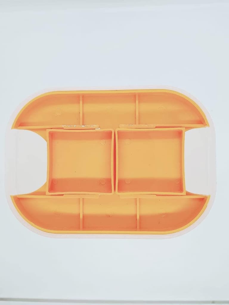 NURAT: 2 Sections Air Tight Transparent Food, Grain, Cereal Dispenser Storage Container Jar -2000ml,Storage containers,(Orange)