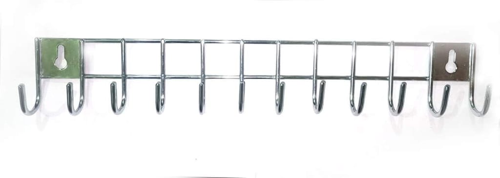 NURAT Stainless Steel Laddle Hook Rail | 9 Hooks Laddle Cradle for Kitchen | Multi-Level Hook Rail