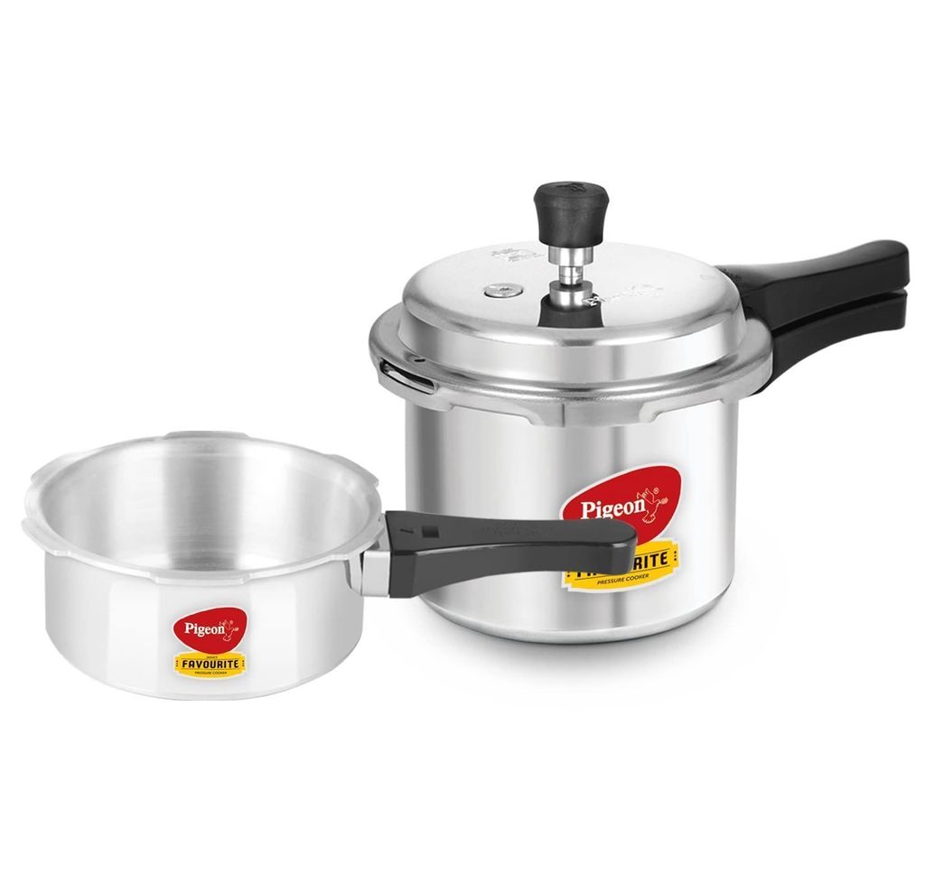 Pigeon By Stovekraft Favourite Aluminium Pressure Cooker Mini Combo with Outer Lid 2, 3 Litre Capacity for Healthy Cooking (Silver) - Cookware | Buy online on ZillyBuy