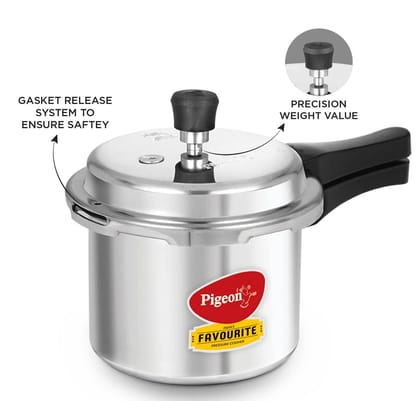 Pigeon By Stovekraft Favourite Aluminium Pressure Cooker Mini Combo with Outer Lid 2, 3 Litre Capacity for Healthy Cooking (Silver)