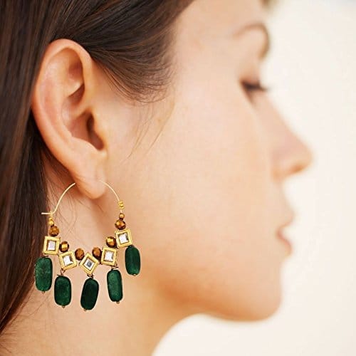 Abhaah exclusive pearls kundans traditional chandbali hoop Earrings for wedding for women and girls