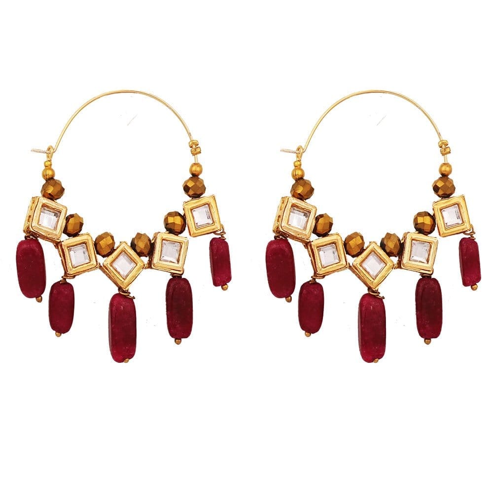 Abhaah exclusive pearls kundans traditional chandbali hoop Earrings for wedding for women and girls