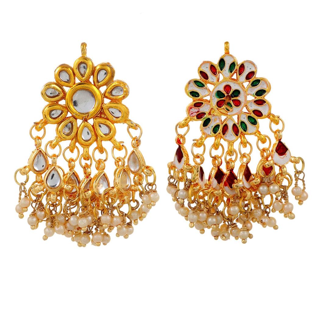 Abhaah kundan Jewelry Bridal chandbali Pearl pendent Necklace and Stud Earrings for Wedding Jewellery Set for Women