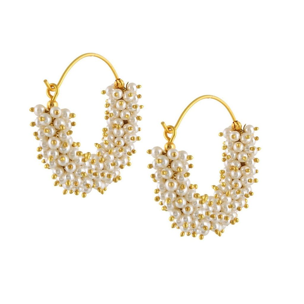 Abhaah Gold Plated with Pearl Traditional Earrings for Women, Girls, Off-White
