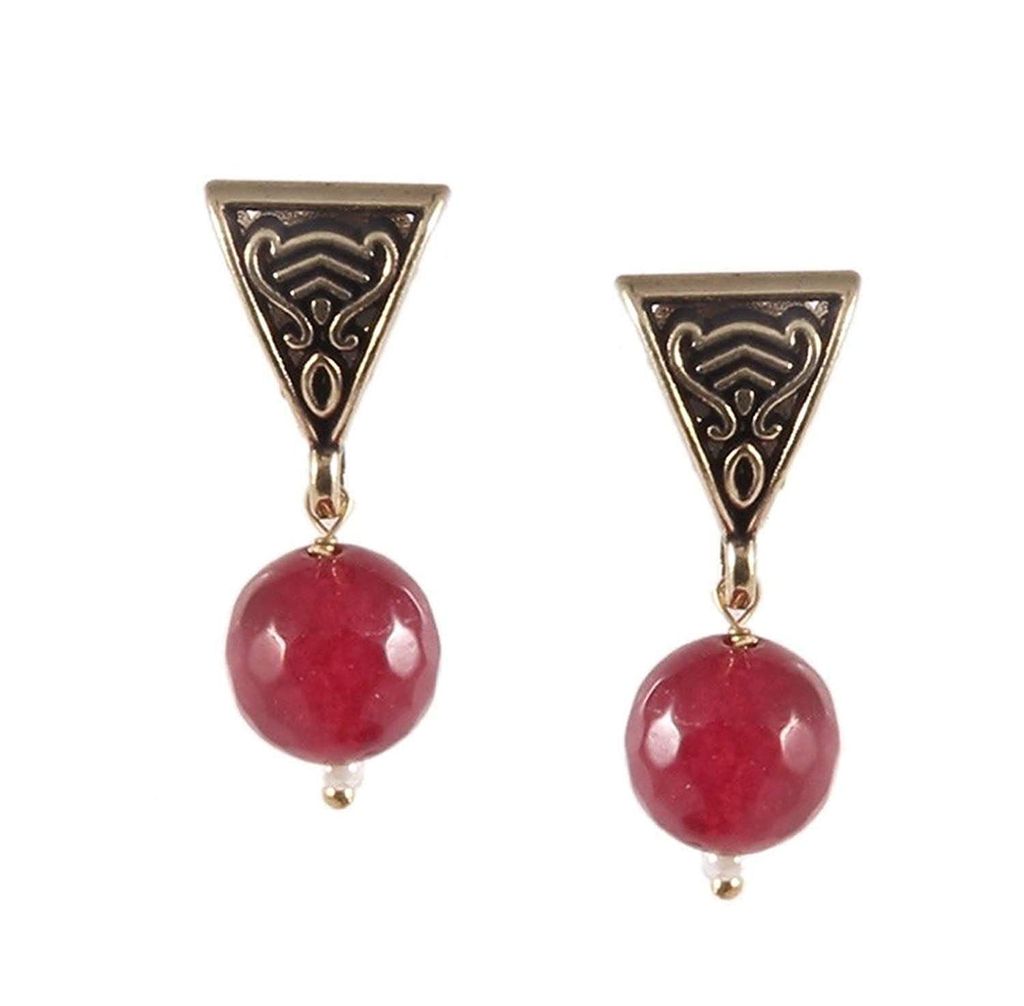 SIMAYA FASHIONISTA Maroon Beads Fashionable Necklace Set with Top Earrings for Women(SF925)