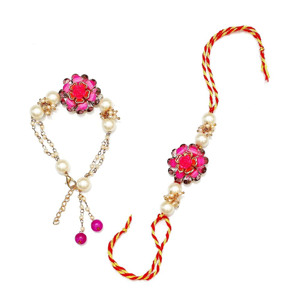 Abhaah Bhaiya bhabhi couple pink Rakhi combo set