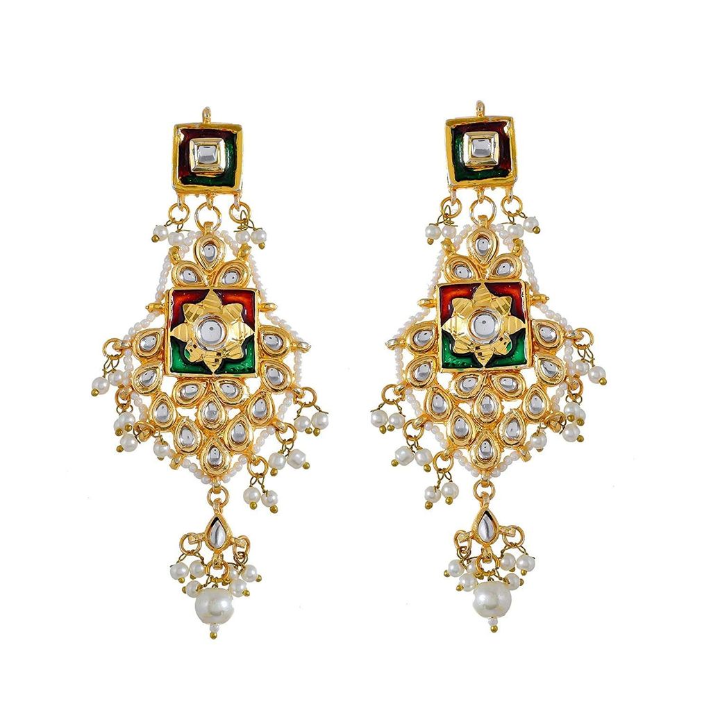 Abhaah Gold Plated Kundan Pearl Fancy Choker Necklace Set Traditional Jewellery Set with Earrings for Women & Girls