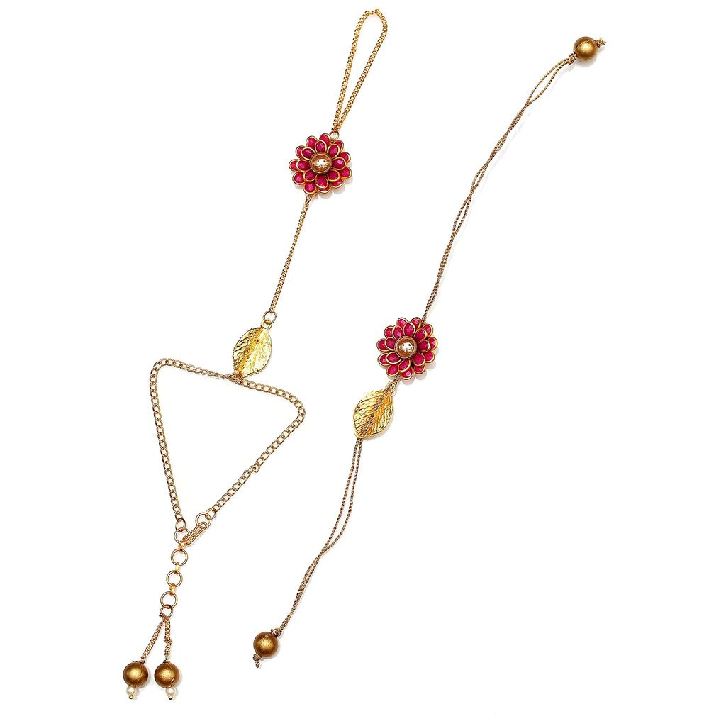 Abhaah Bhaiya bhabhi hath phool couple Rakhi combo set