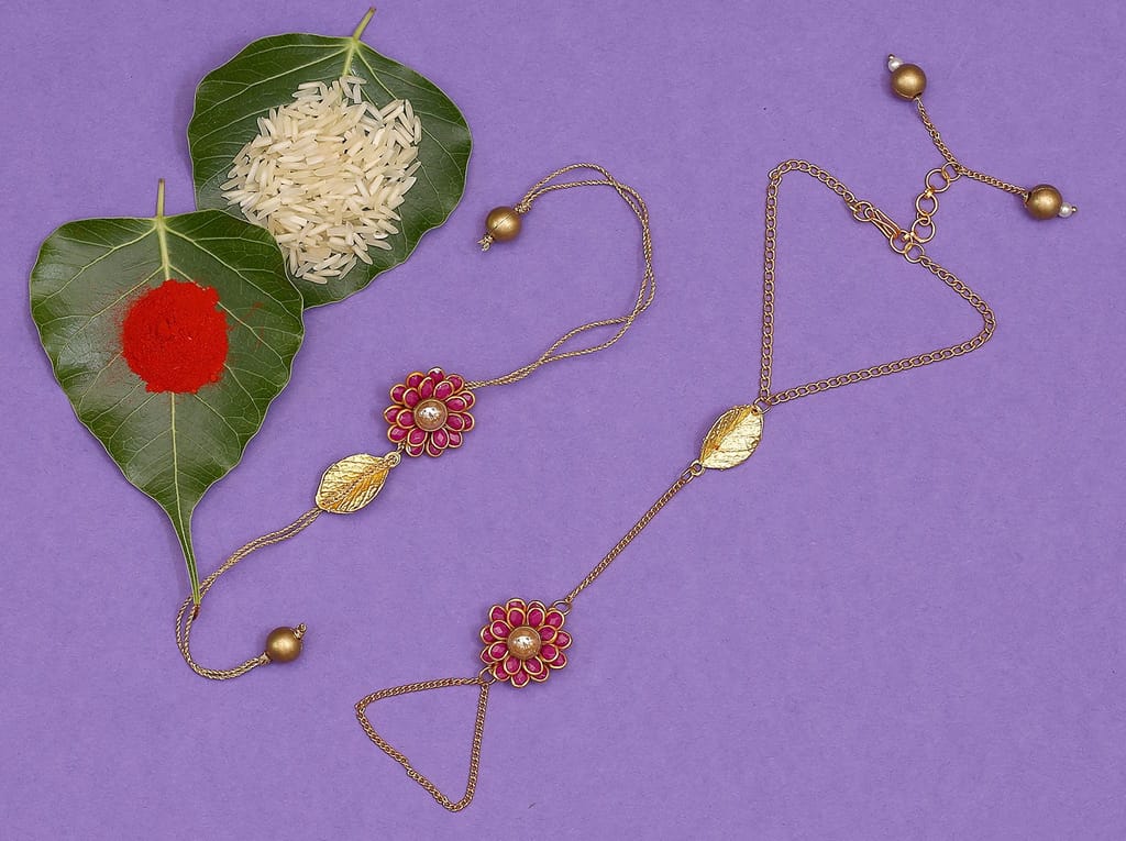 Abhaah Bhaiya bhabhi hath phool couple Rakhi combo set