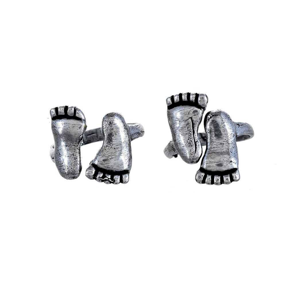 Abhaah Women's Silver Oxidized 1 Pair German Silver Copper Toe Ring