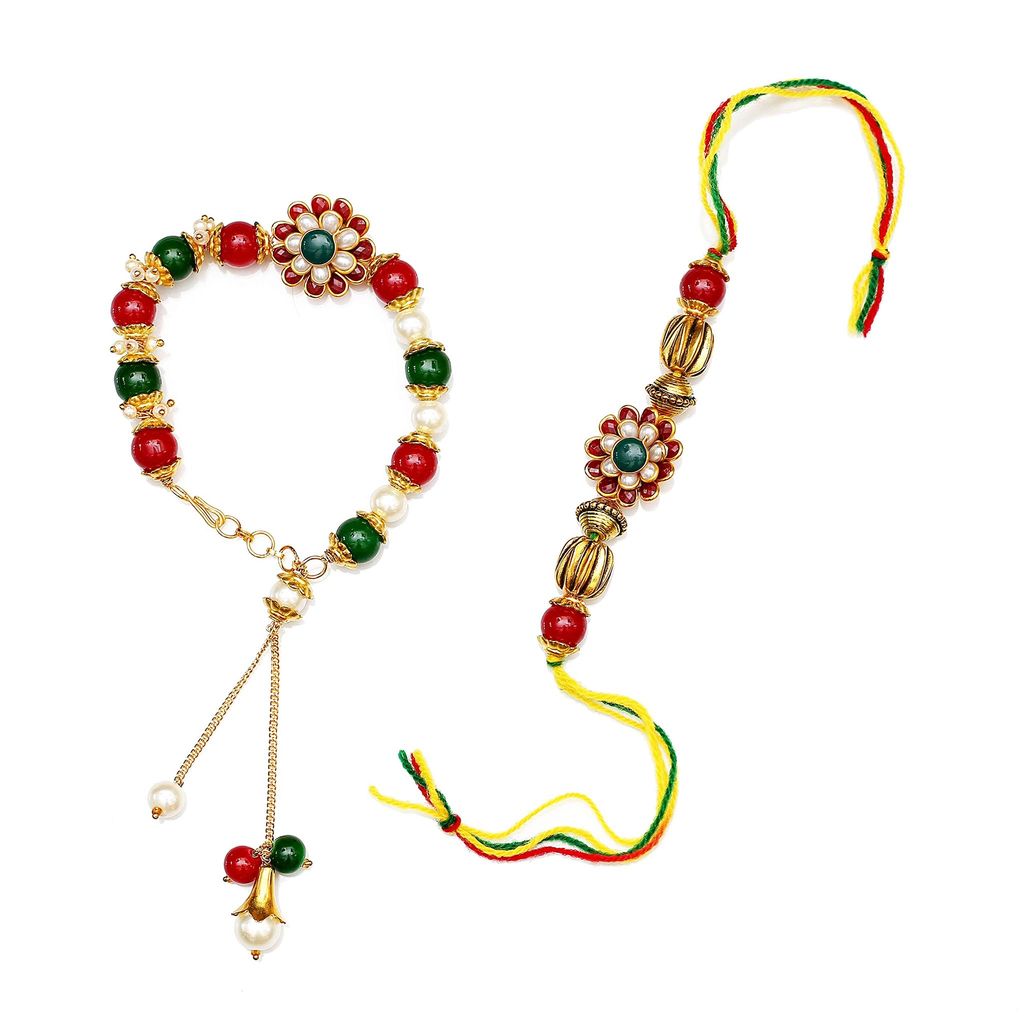 Abhaah Bhaiya bhabhi couple multicolor Rakhi combo set
