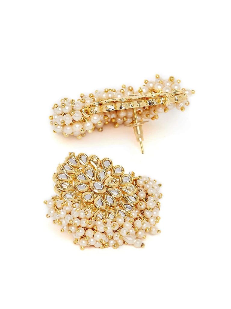 Abhaah Gold Handmade Kundan Meenakari Non-Precious Metal Enamel Gold Plated Stud Fancy Flower Earrings for Women
