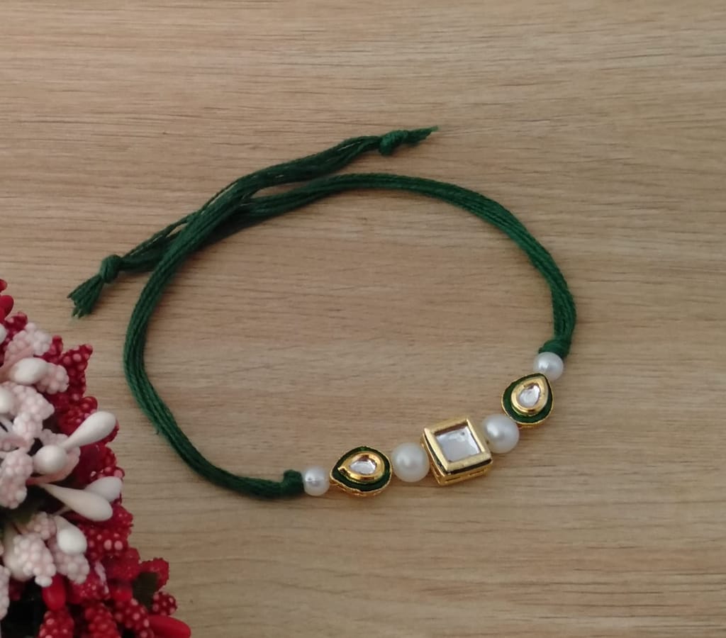 meryCraft Designer Fancy Traditional Rakhi for Bro/Brother/Bhaiya/Bhai/Bhabhi (Pack of 2) Rakshabandan Rakhe Kundan Stone Rakhee Bracelet Rakshasutra (MCI-R-179) For Unisex Adult