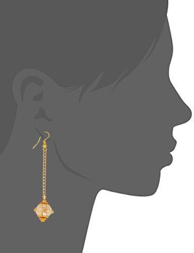 Abhaah Indie Rang Glass & Non-precious Metal Gold Plated and Pearl Drop Earrings for Women & Girls, White