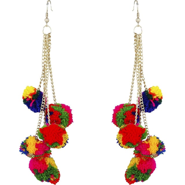 Get Multicolor Pom Pom Earrings at ₹ 385 | LBB Shop