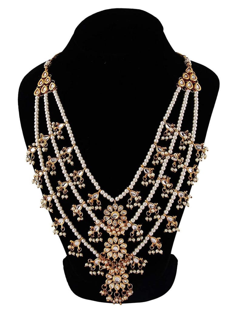Abhaah rajwada nizami Bollywood Style kundan meenakari jadau Bridal Teen Lada (Three Layers) Multi Strands Rani haar Necklace Jewelry Set with Earrings