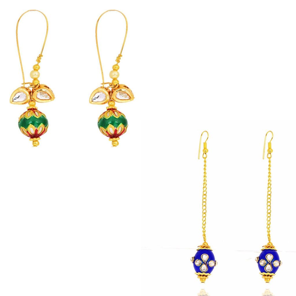 Abhaah kundan minakari handmade earrings for women and girls