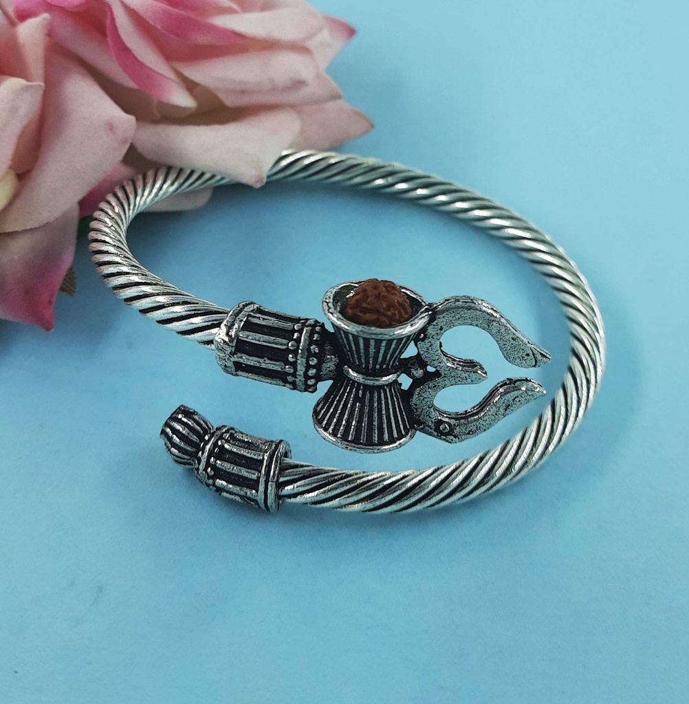 Abhaah trishul with dumaroo and rudraksha bracelet kada forwomen
