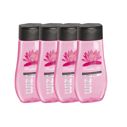Wiz Paradise Lily Classic Body Wash Flip Top Bottle - 200ml Pack of 4, Shower Gel with Pleasing Aroma, Added Skin Conditioners for Smooth Skin
