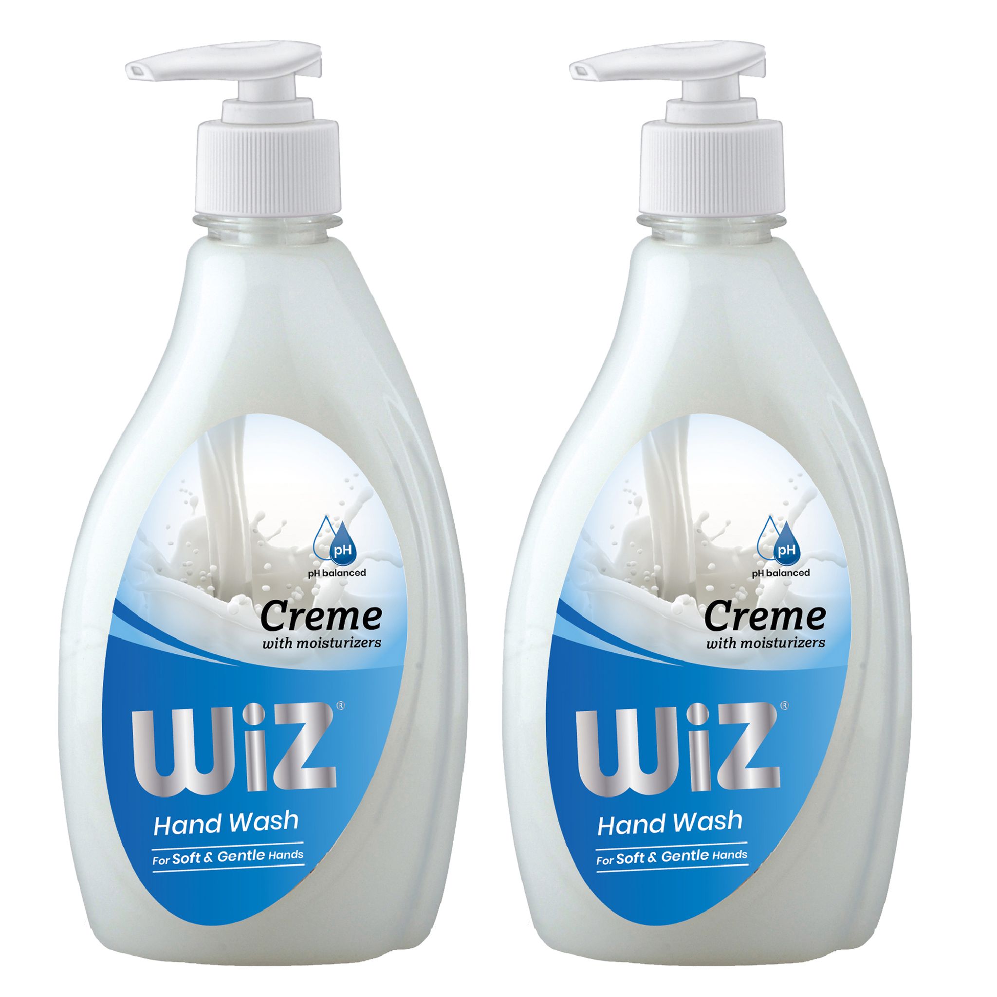 WiZ pH-Balance Moisturizing Creme Liquid Handwash with Refreshing Fragrance, Complete Protection for Soft & Gentle Hands - Dispenser Bottle 450ml Pack of 2