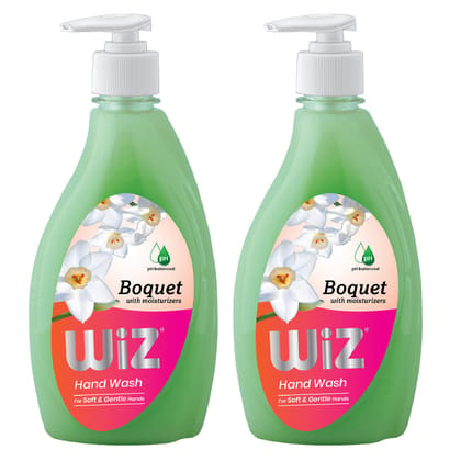 WiZ pH-Balance Moisturizing Boquet Liquid Handwash with Refreshing Fragrance, Complete Protection for Soft & Gentle Hands - Dispenser Bottle 450ml Pack of 2