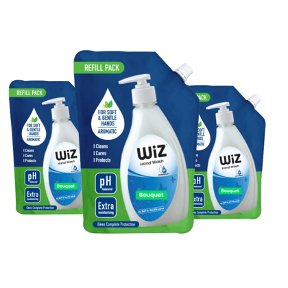 WiZ pH-Balance Moisturizing Liquid Boquet Handwash with Refreshing Fragrance, Complete Protection for Soft & Gentle Hands - 750ml Refill Pouch Pack of 3