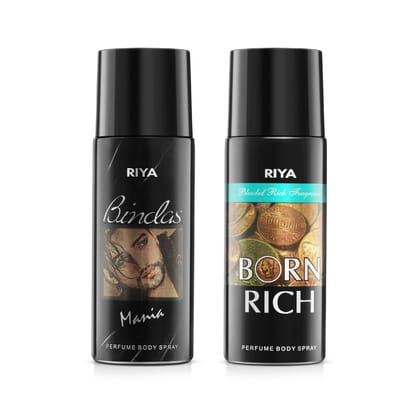 Riya Bindas And Born Rich Body Spray Deodorant For Men's Pack of 2 150 Ml Each