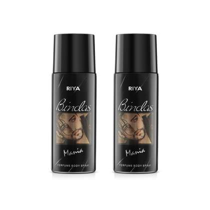 Riya Bindas Mania Perfume Body Spray ,150 Ml * 2(Pack Of 2)