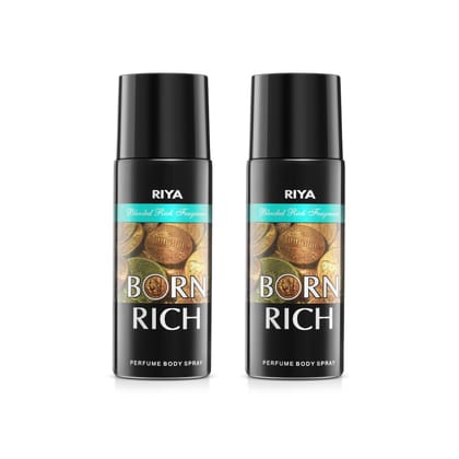Riya Born Rich Deodorant Perfume Body Spray Combo For Men (150Ml) Set Of 2