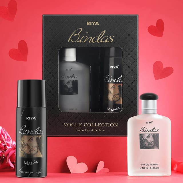 Bindas Perfume & Deodorant by RIYA Gift A Memory Vogue Collection For  Boyfriend Husband Father Brother Eau De Parfum Spray Aromatic Woody Spicy  100ml Mild Fragrance, Long Lasting Fragrance / Scent of