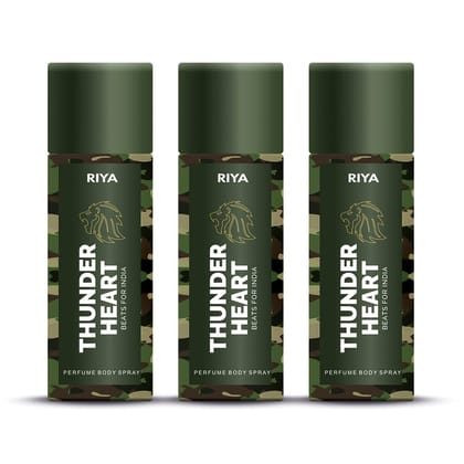 THUNDER HEART BEATS FOR INDIA by RIYA For Men & Women/perfume Body Spray CITRUS FLORAL WOODY /150 ML/Long Lasting JOSH Perfume/Heartbeat of India Pack Of 3