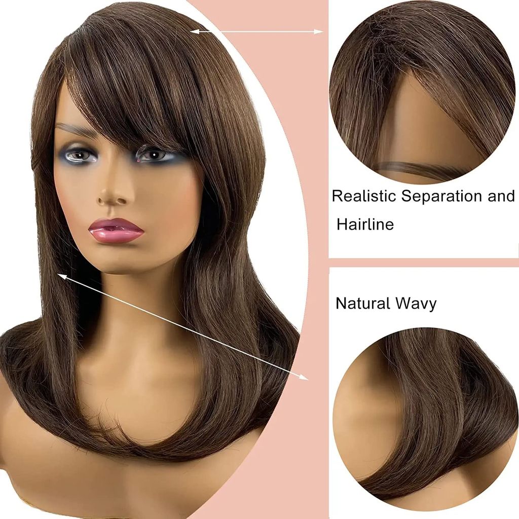 Akashkrishna Hair Wig For Girls Charming Shoulder length Straight Wigs for Women Daily Use Natural and Healthy 20" Brown