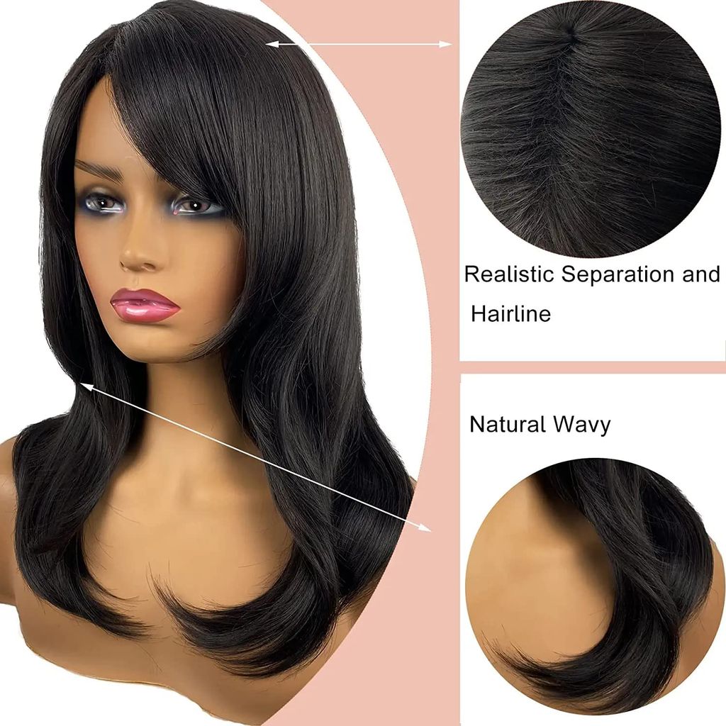 Akashkrishna Hair Wig Dark Brown Synthetic Hair Women's Wig Long Straight Layered and Heat Resistant With Comb