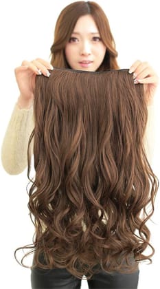 Akashkrishna Women's Natural Brown Curly/Wavy Hair Extensions For Women 5 Clip Natural Hair Extensions
